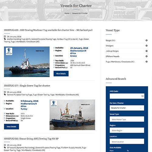 Harmony Marine Shipbrokers website development and design