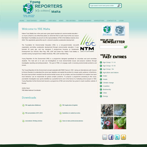 Young Reporters for the Environment web development / web design